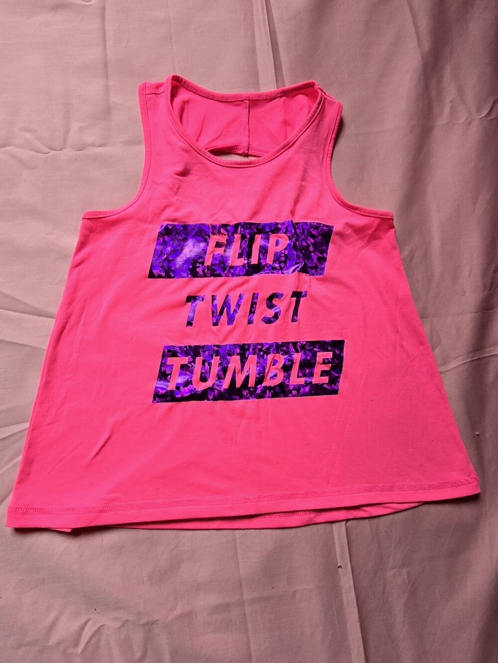 Athletic Works Hot Pink Girls' Graphic Tank with Purple Accent